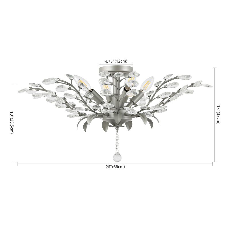 Elisana 4-Light Contemporary Bohemian Iron/Acrylic LED Semi Flush Mount