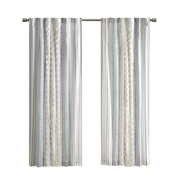 Gracie Mills Modesto Textured Chenille Stripe Cotton Curtain Panel with Lining - 50x84"