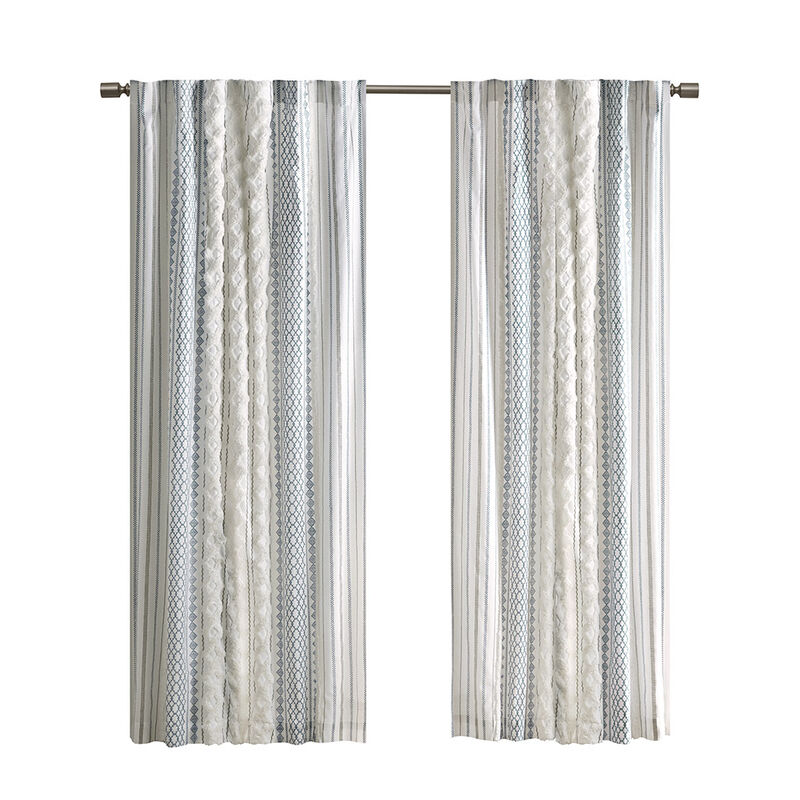 Gracie Mills Modesto Textured Chenille Stripe Cotton Curtain Panel with Lining - 50x84"