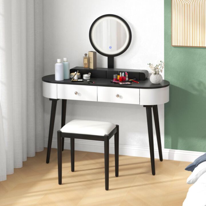 Hivvago Makeup Vanity Table Set with LED Mirror and 3 Spacious Drawers