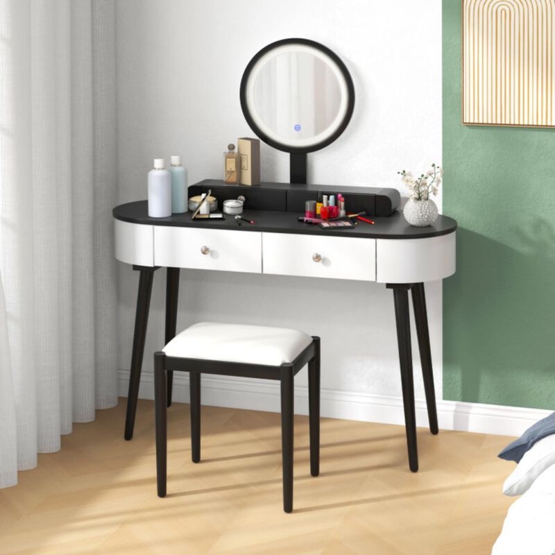 Hivvago Makeup Vanity Table Set with LED Mirror and 3 Spacious Drawers