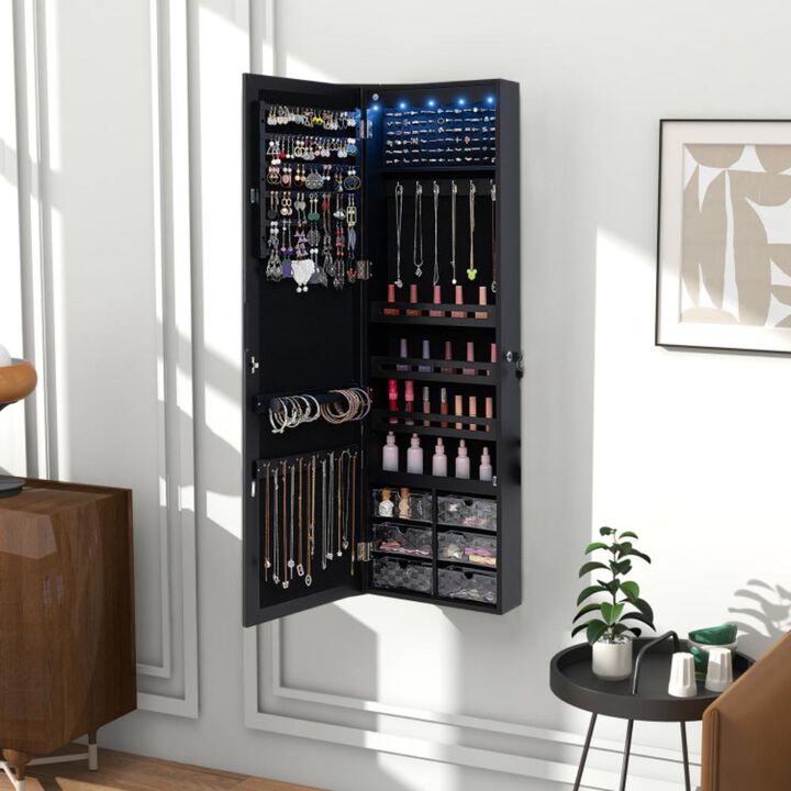Hivvago 5 LEDs Jewelry Armoire Wall Mounted / Door Hanging Mirror