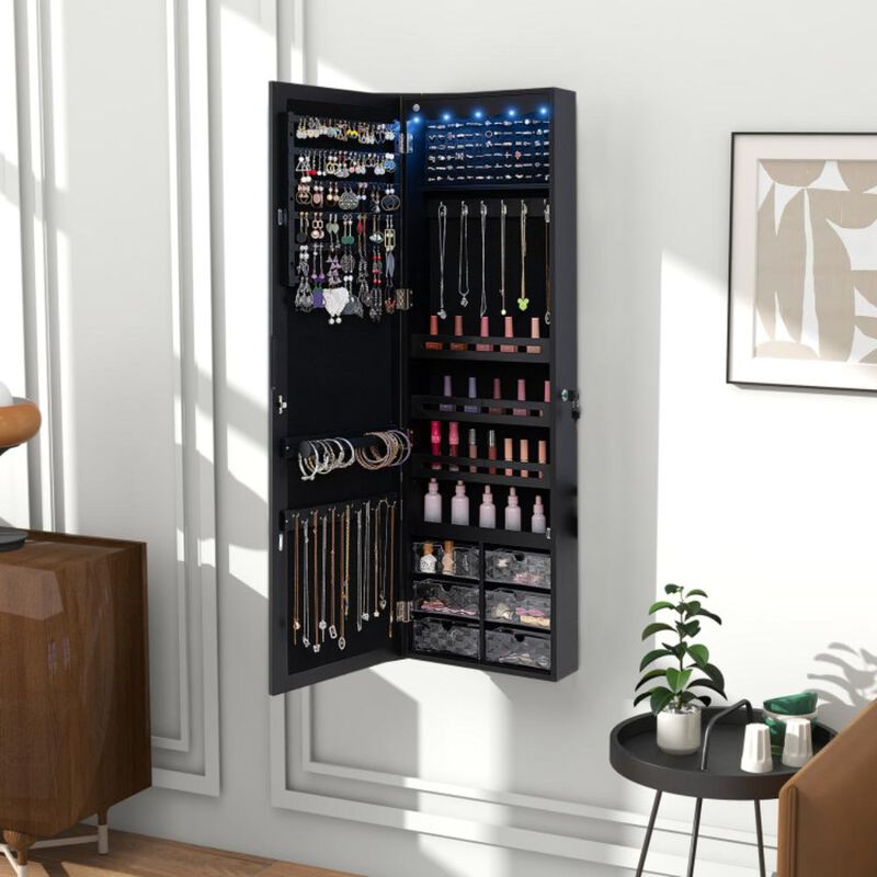 Hivvago 5 LEDs Jewelry Armoire Wall Mounted / Door Hanging Mirror