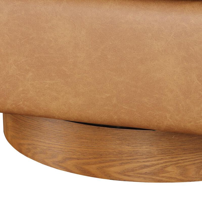 Comfort Pointe Irving Saddle Faux Leather Wood Base Barrel Swivel Chair