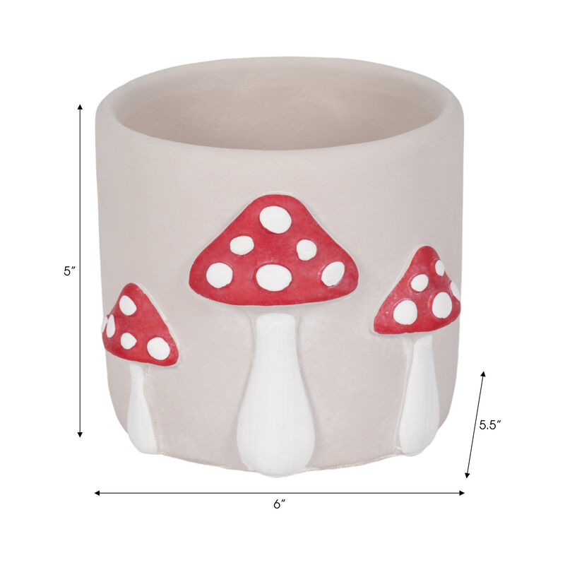 6" Magic Mushroom Applique Planter
