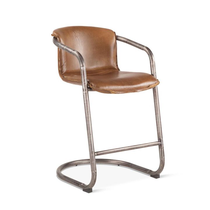 Belen Kox Distressed Chestnut Leather Counter Chairs, Set of 2, Belen Kox