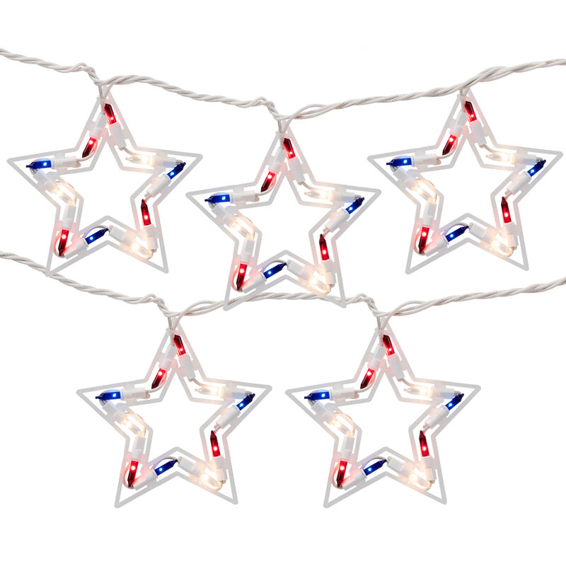 5ct Patriotic Star Fourth of July Light Set  5.25ft White Wire