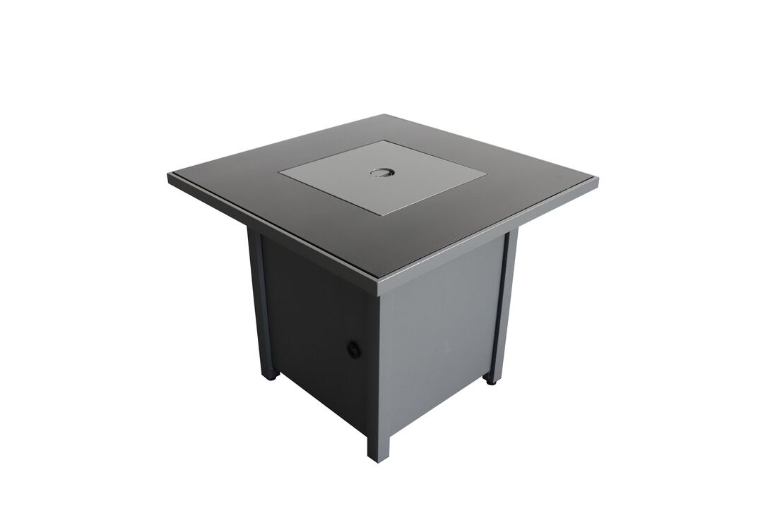 Living Source International 25'' x 30'' Square Fire Pit Table with Hidden Fuel Tank Gray