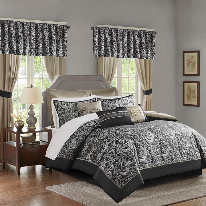 Belen Kox 24 Piece Room in a Bag Cal King, Black, Belen Kox