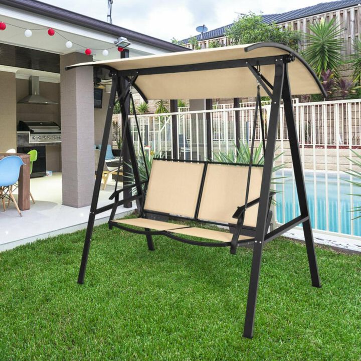 Hivvago 2 Person Patio Swing with Weather Resistant Glider and Adjustable Canopy