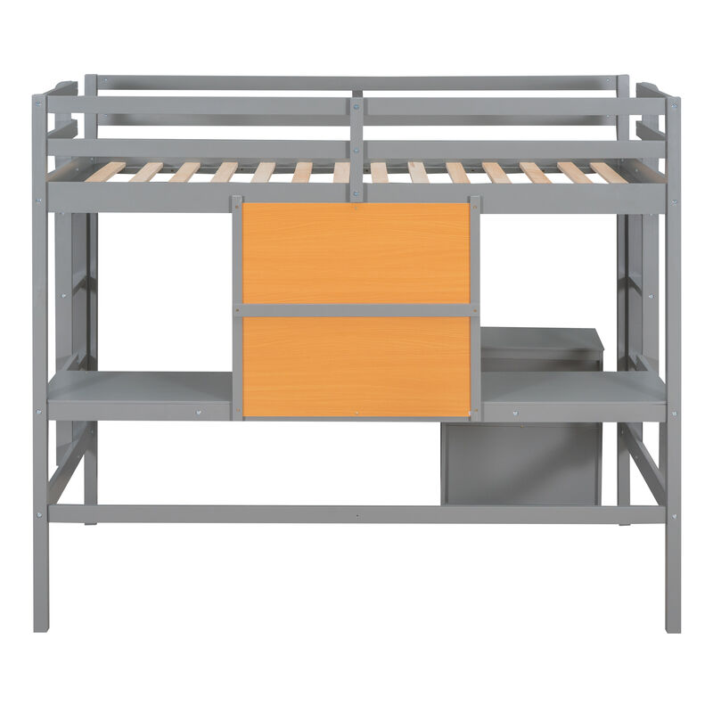 Merax Modern  Wooden Loft Bed with Desk