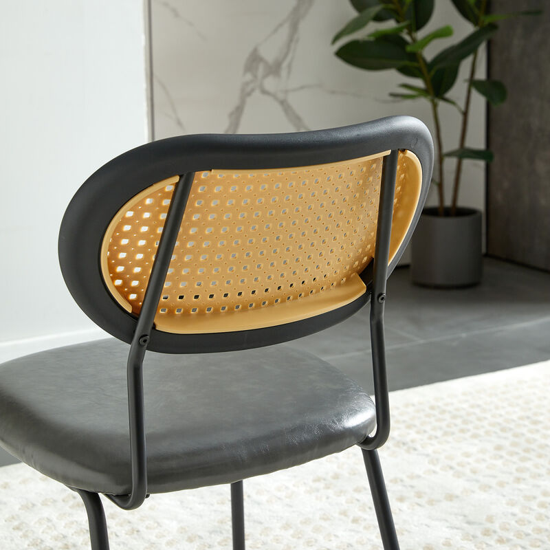 Modern Grey PU Leather Dining Chair Set of 4
