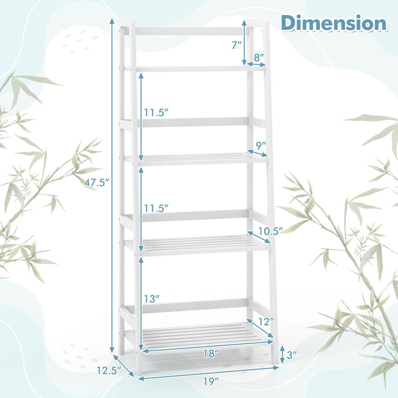 47.5 Inch 4-Tier Multifunctional Bamboo Bookcase Storage Stand Rack