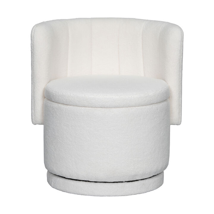 Merax Swivel Boucle Sofa Chair with Storage for Bedroom and Living Room