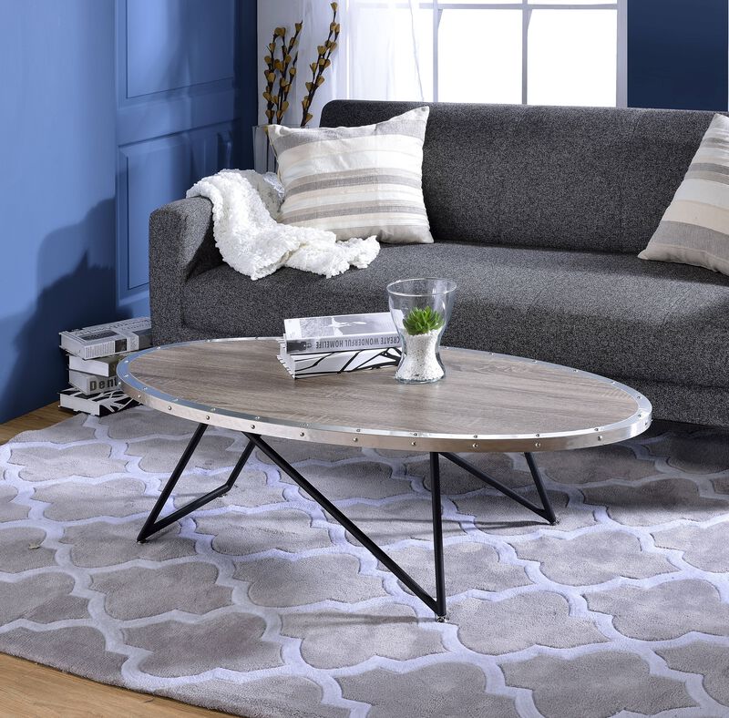 ACME Allis Coffee Table, Weathered Gray Oak