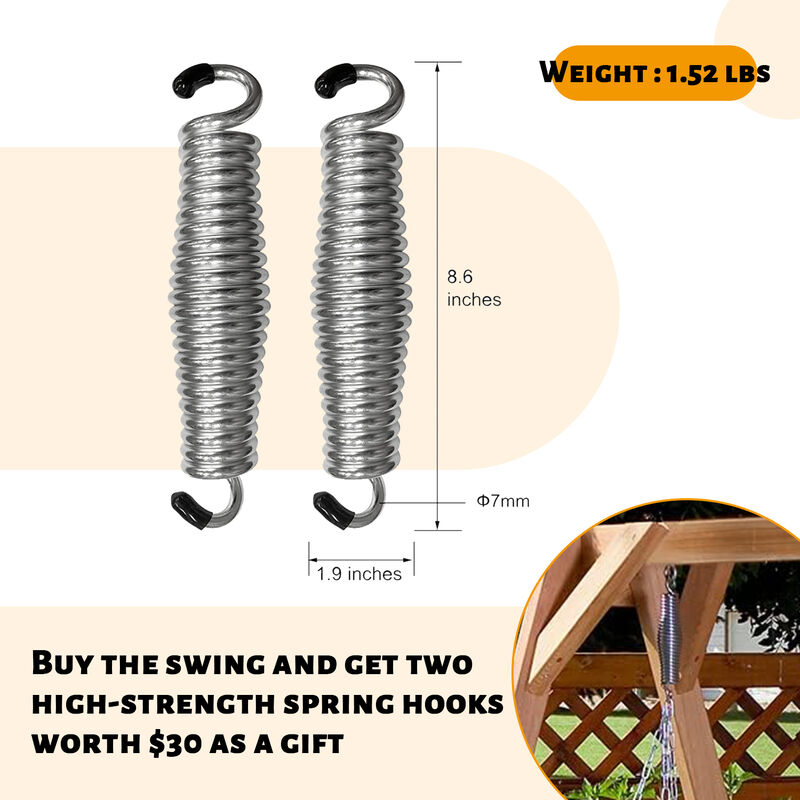 2-Seater Solid Wood Porch Hanging  Swing , Bench Swing with Cup holders, Hanging Chains and 7mm Springs, Heavy Duty 800 LBS, for Outdoor Patio Garden Yard, 4 ft, Black