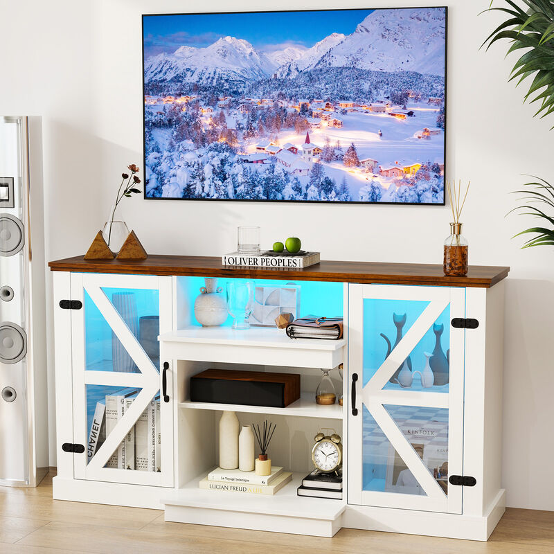 Media Console Table with 3-Level Shelves and 22 Dynamic LED Light Modes for Modern Entertainment Spaces