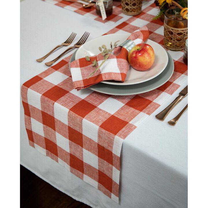 Solino Home 100% Pure Linen Table Runner | Buffalo Check
