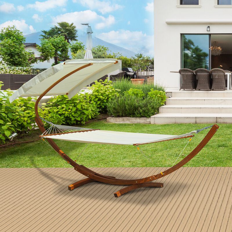 Duo Relaxation Station: 2-Person Arc Hammock with Canopy Stand