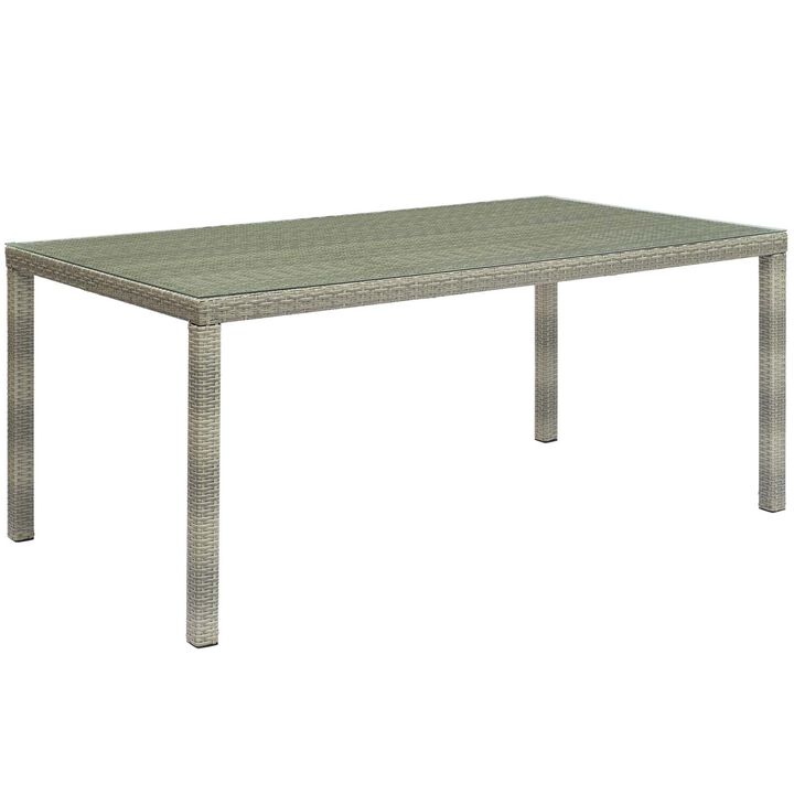 Modway - Conduit 70" Outdoor Patio Wicker Rattan Dining Table Light Gray