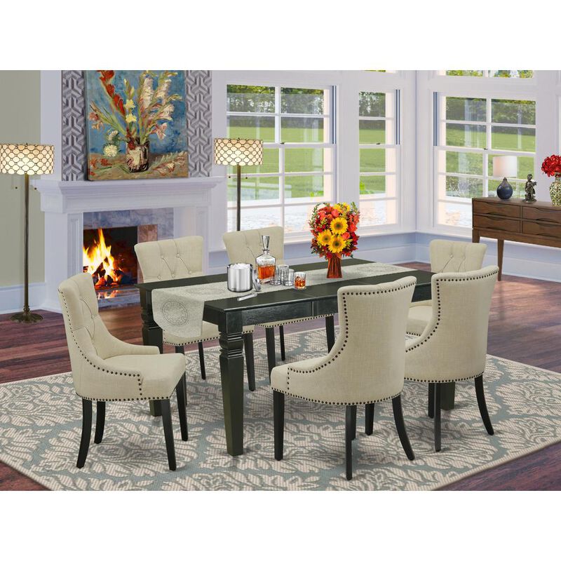 East West Furniture Dining Room Set Black, WEFR7-BLK-02