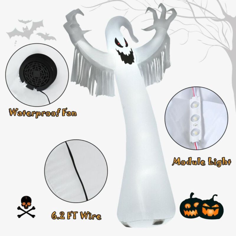 Hivvago 12 Feet Halloween Inflatable Spooky Ghost with Blower and LED Lights