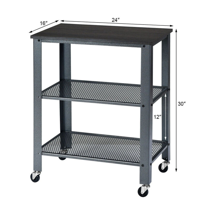 3-Tier Kitchen Utility  Industrial Cart with Storage