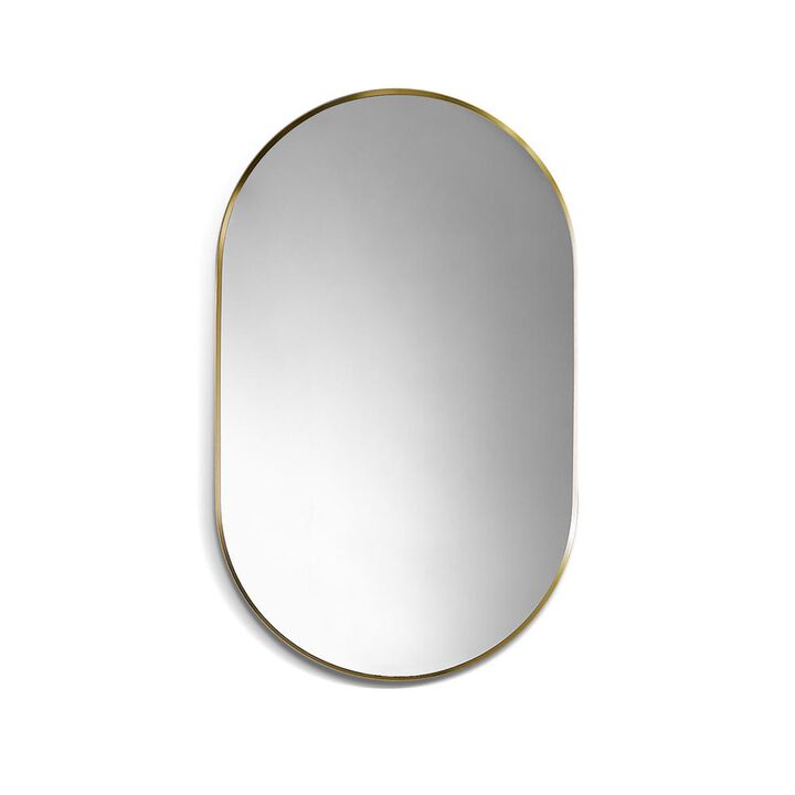 Altair Ispra 36 Oval Bathroom/Vanity Brushed Gold Aluminum Framed Wall Mirror