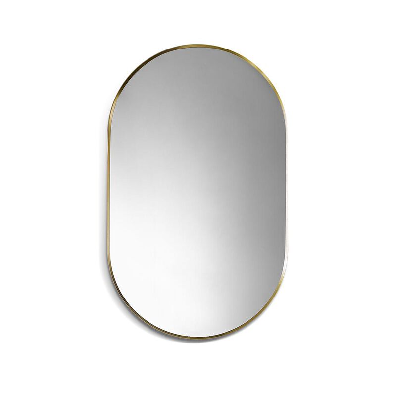 Altair Ispra 36 Oval Bathroom/Vanity Brushed Gold Aluminum Framed Wall Mirror