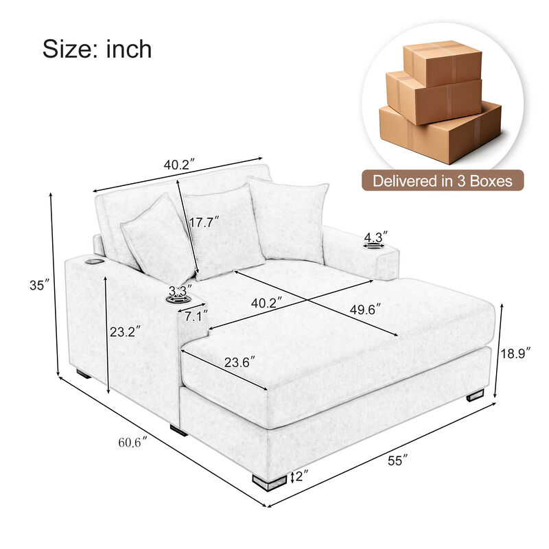 Merax Modern Chenille Chaise Lounge Sofa Couch