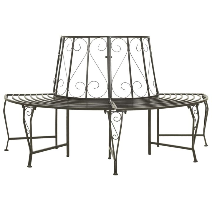 vidaXL Garden Half Round Tree Bench 63" Steel