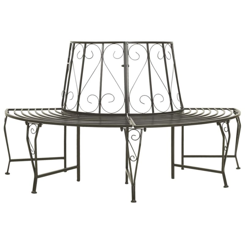 vidaXL Garden Half Round Tree Bench 63" Steel