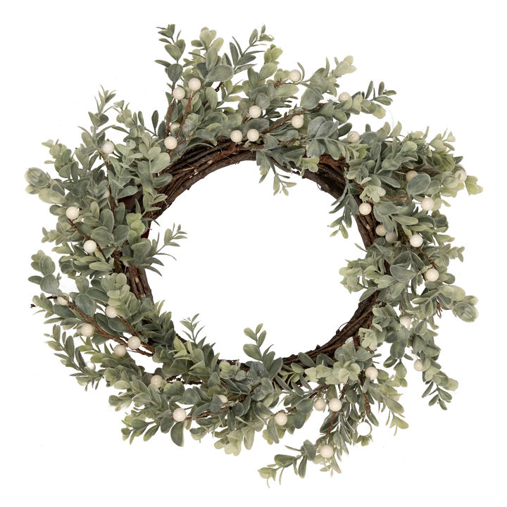 White Berry and Eucalyptus Christmas Wreath  18-Inch  Unlit