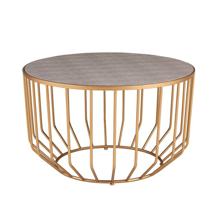 New Pacific Direct Halton Set of 2 Faux Shagreen Round Coffee Table