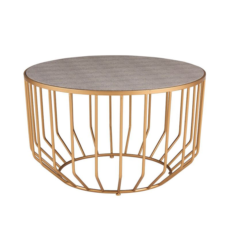 New Pacific Direct Halton Set of 2 Faux Shagreen Round Coffee Table