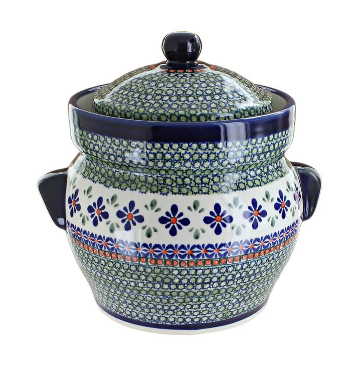 Blue Rose Polish Pottery Nature Medium Container