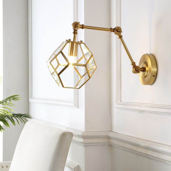 Honeycomb 1-Light Modern Contemporary Arm-Adjustable Iron/Glass LED Sconce
