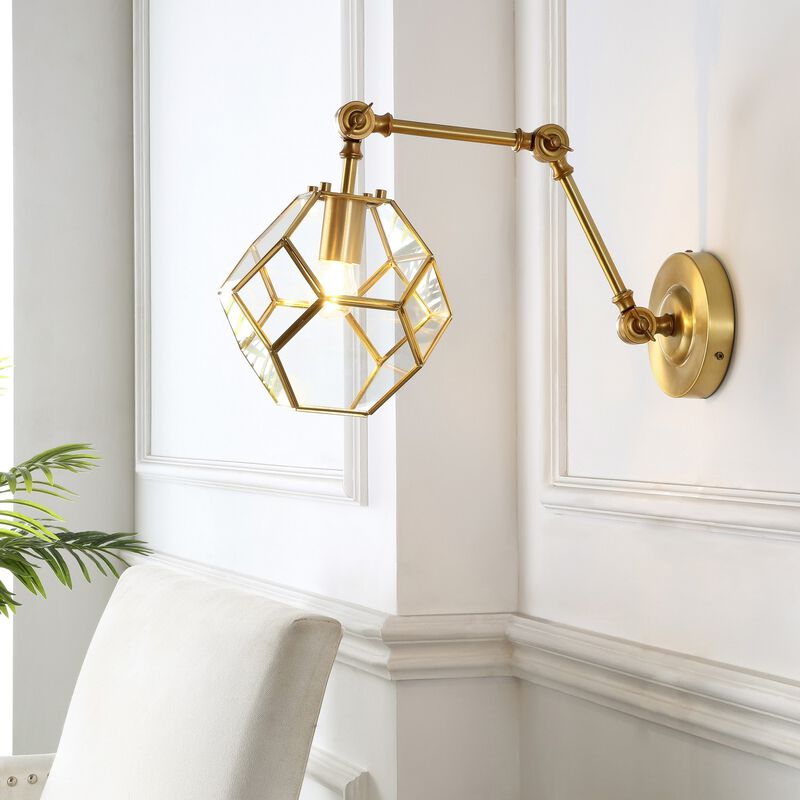 Honeycomb 1-Light Modern Contemporary Arm-Adjustable Iron/Glass LED Sconce