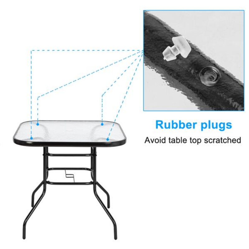 Toughened Glass Square Outdoor Table for Yard and Garden Dining