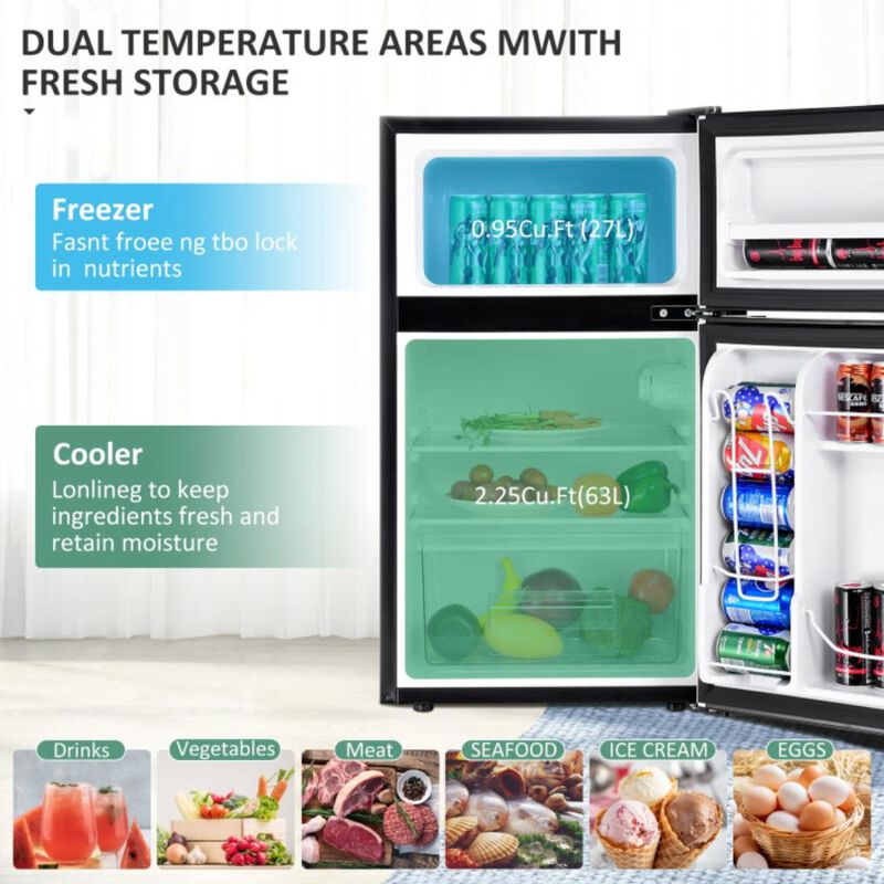 Costway 3.2 cu ft Compact Stainless Steel Refrigerator
