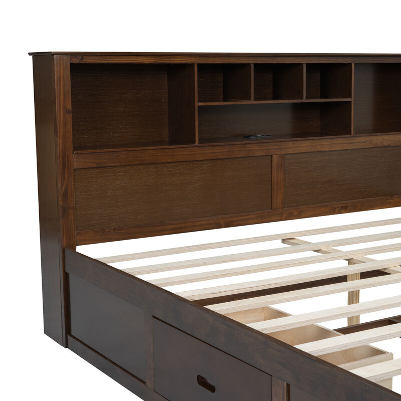Merax Wood Platform Bed with Multi-storage Headboard