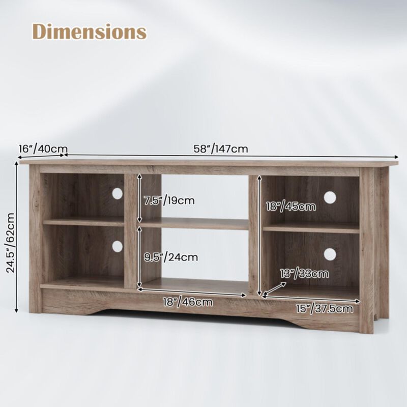 Hivvago TV Stand for up to 65" Flat Screen TVs with Adjustable Shelves for 18" Electric Fireplace (Not Included)