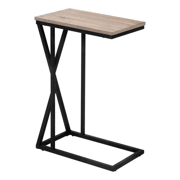 Monarch Specialties I 3249 Accent Table, C-shaped, End, Side, Snack, Living Room, Bedroom, Metal, Laminate, Brown, Black, Contemporary, Modern