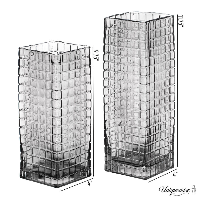 10 and 12-Inch Frosted Gray Glass Vases