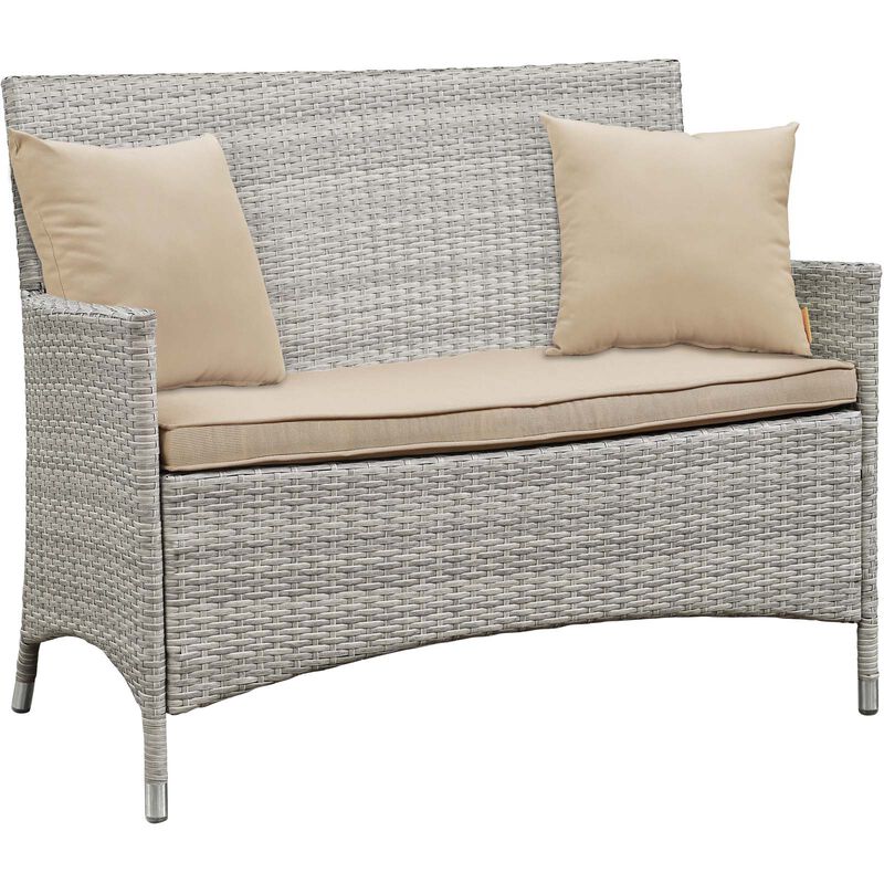 Bridge 4 Piece Outdoor Patio Patio Conversation Set with Pillow Set - Light Gray Beige