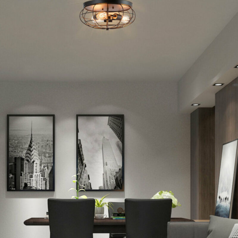 Semi Flush Mount Ceiling Light with Industrial Retro Design
