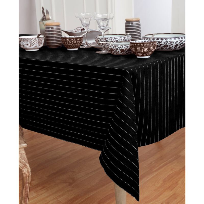 Solino Home 100% Pure Linen Tablecloth | Pinstripe