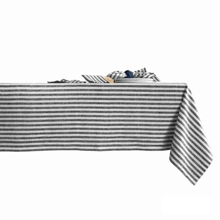 Solino Home 100% Pure Linen Tablecloth | Amalfi Stripe