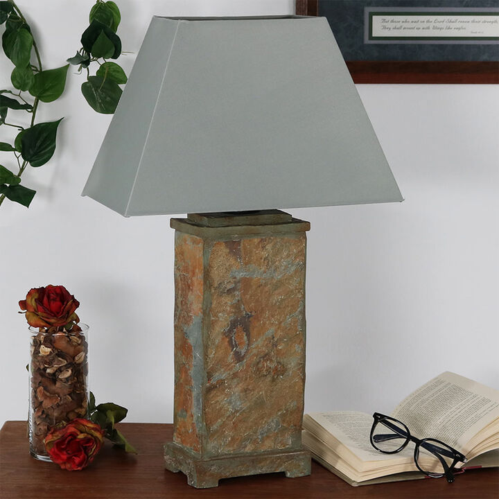 Sunnydaze 24 in Natural Slate Indoor and Outdoor Table Lamp - Set of 2