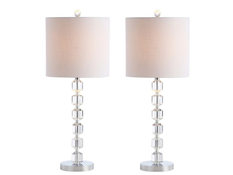 Cary Modern Stacked Crystal/Metal LED Table Lamp